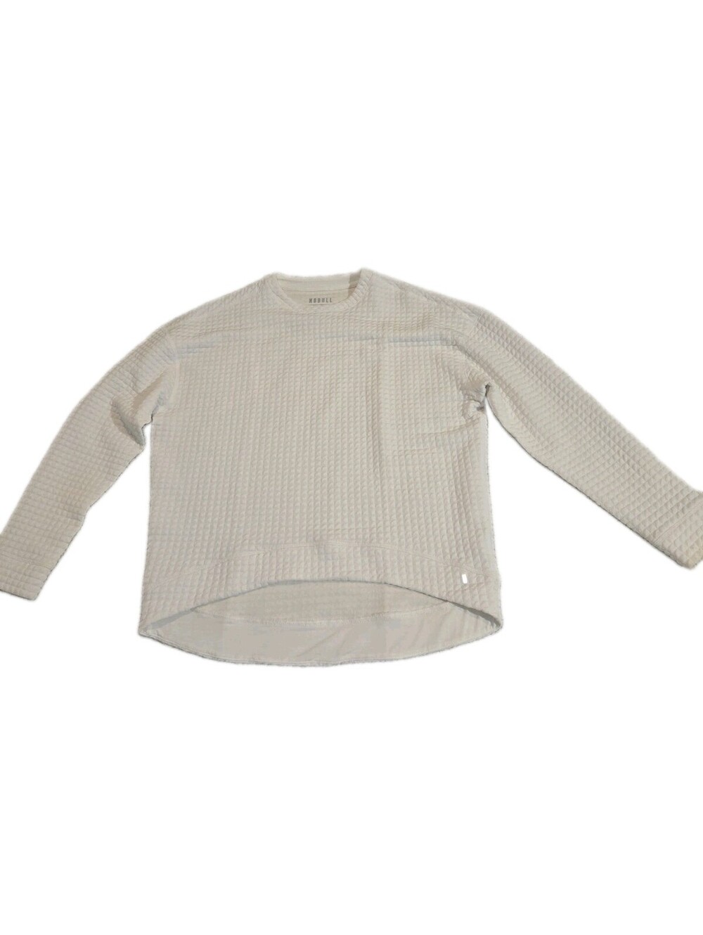 nobull womens Sweatshirt Sz M Waffle Knit White Crew Neck Cotton Blend